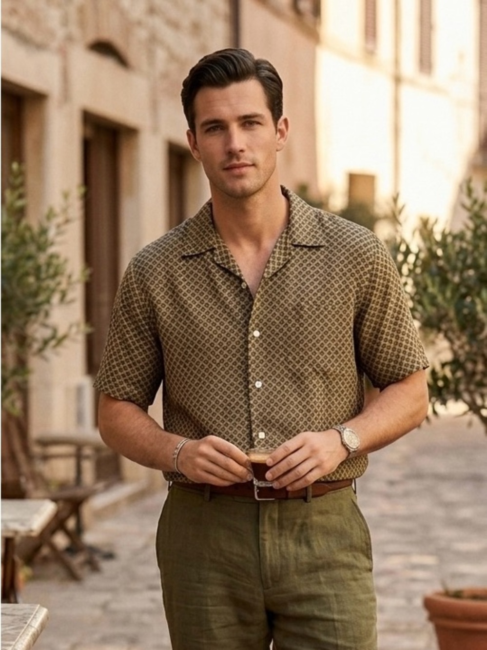 Vintage Ralph Lauren Bonnard Silk Linen Camp Shirt XL